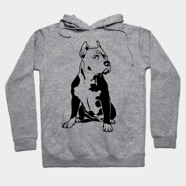 Black Pitbull Design Hoodie by ArtByGrammy